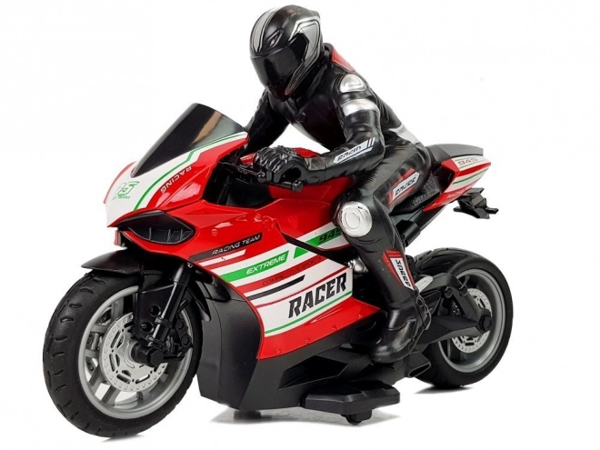 Sportowy motocykl wyścigowy zdalnie sterowany 2.4G Zasięg 35m Czerwony