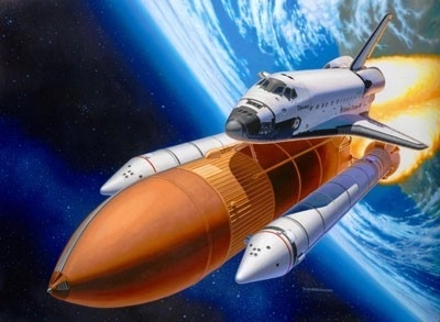 Plastikowy model Space Shuttle Discovery & Booster Rockets