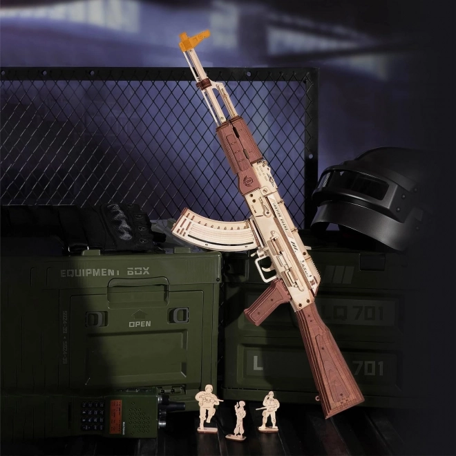 RoboTime 3D Drewniane mechaniczne puzzle Karabin szturmowy AK-47