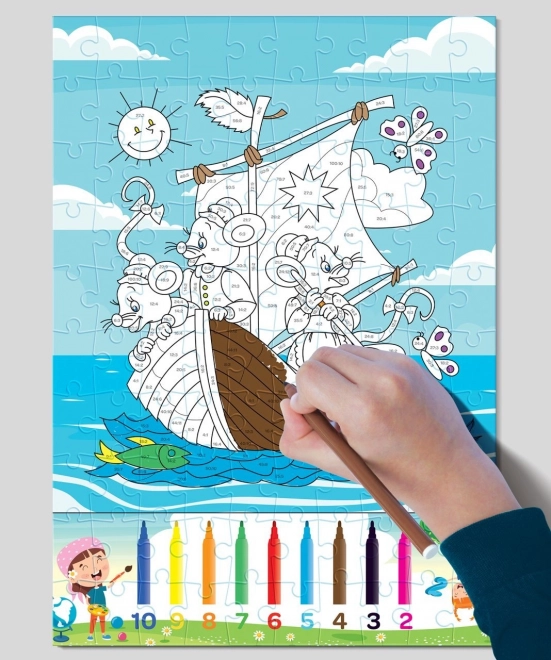 Kolorowanka puzzle dzielenie - 100 elementów