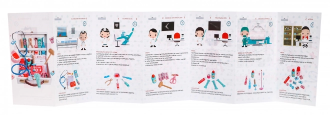 Drewniany zestaw Doktor + edukacyjne broszury + naklejki "Dzielny pacjent" - 30 części
