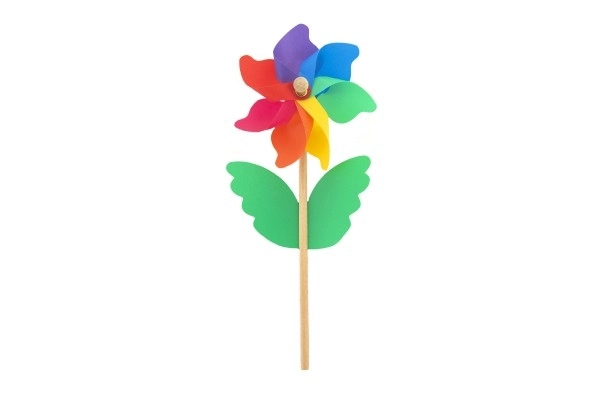 Wiatraczek kolorowy 38cm drewno/plastik średnica 15cm