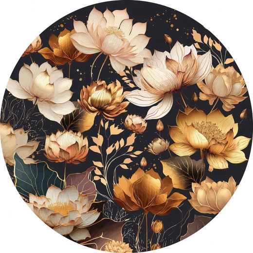 Okrągłe puzzle Flowers: Złote kwiaty 500 elementów