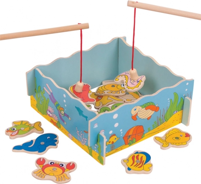 Drewniana magnetyczna gra w łowienie rybek – morze – BIGJIGS TOYS