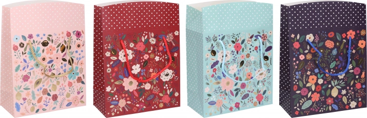 Torebka prezentowa z wieczkiem M 27 × 27 × 13 cm całoroczna, 4 rodzaje