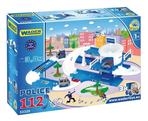 Garaż+tor Kid Cars 3D Policja plastik 3,8m w pudełku 59x40x15cm 12m+ Wader