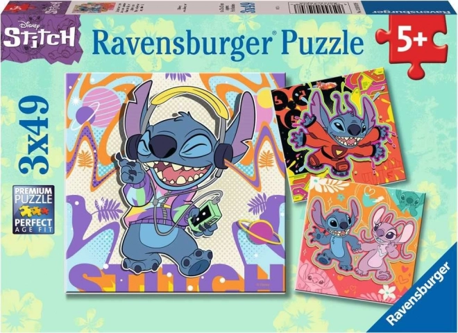 Puzzle 3x49 elementów Stitch