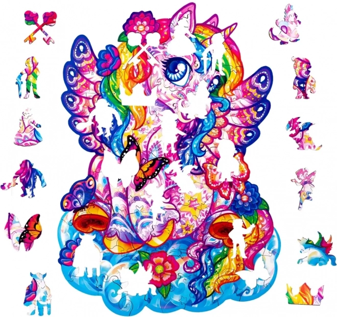 Drewniane kolorowe puzzle - Bajkowy jednorożec