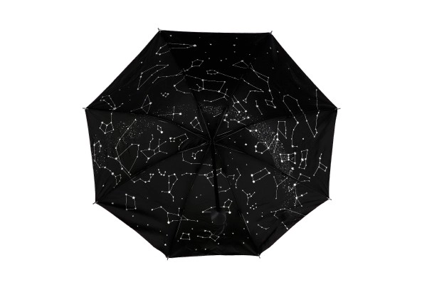 Parasol gwiaździste niebo składany 25cm tkanina/metal dla dorosłych srebrny w etui