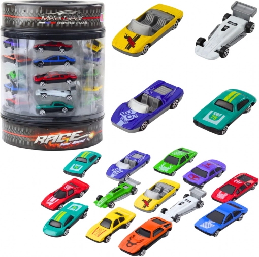 Zestaw metalowych autek w tubie 1:64 – klasyczne samochody sportowe, 25 szt.