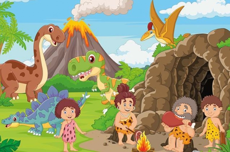 Drewniane puzzle Rodzina z epoki kamienia 25 elementów