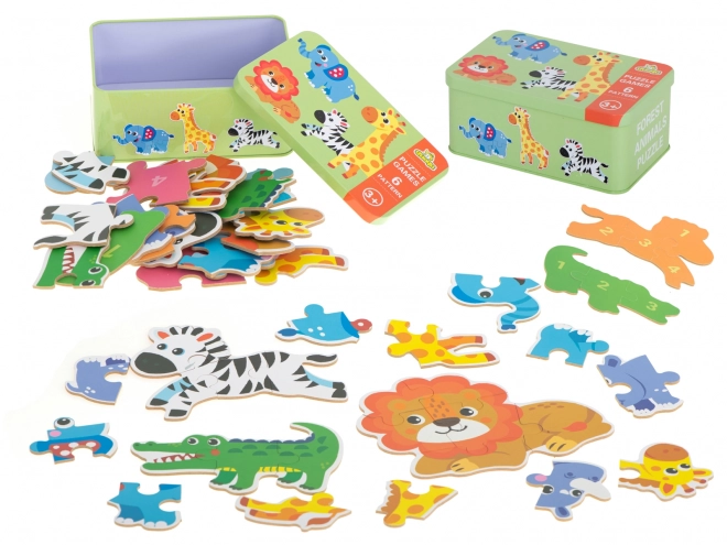 Puzzle w metalowym pudełku Safari zwierzątka - 25 elementów