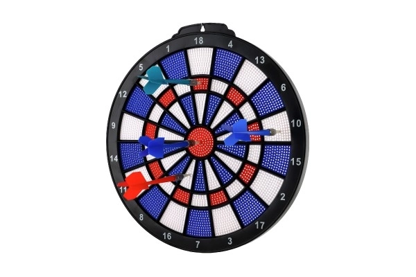 Tarcza z rzutkami 4 szt. plastik średnica 28cm w pudełku 39x31x3cm