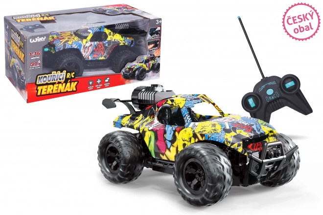 Samochód terenowy graffiti dymiące RC zdalnie sterowane 24 cm - czeski opakowanie