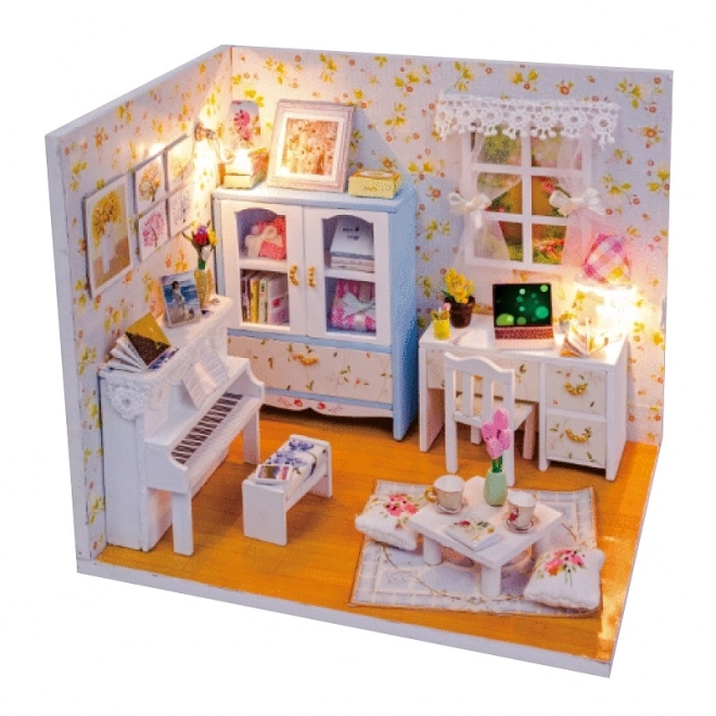 Dziewięć miniaturowych domków w pokoju Hemioliin