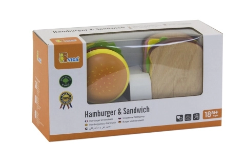 Drewniany hamburger i kanapka