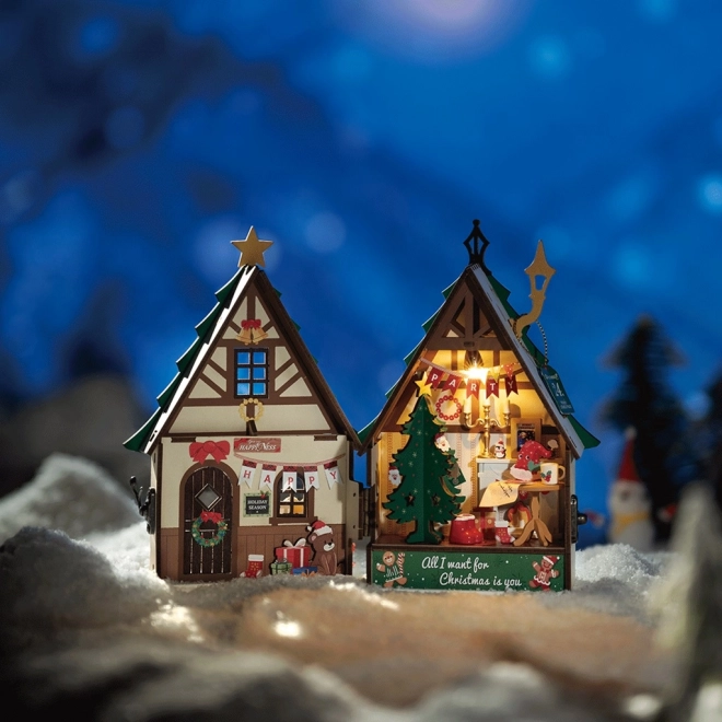 Miniaturowy domek Świecący dom bożonarodzeniowy
