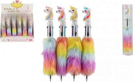 Puszysty długopis z jednorożcem, 6‑kolorowy długopis 16 cm