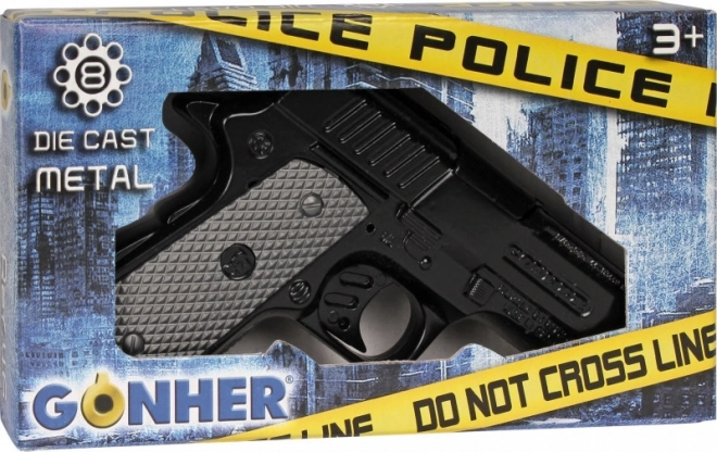 Policyjny pistolet czarny metalowy 8 sztuk