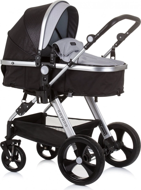 CHIPOLINO Wózek podróżny HAVANA 2w1 Obsidian – stříbrný