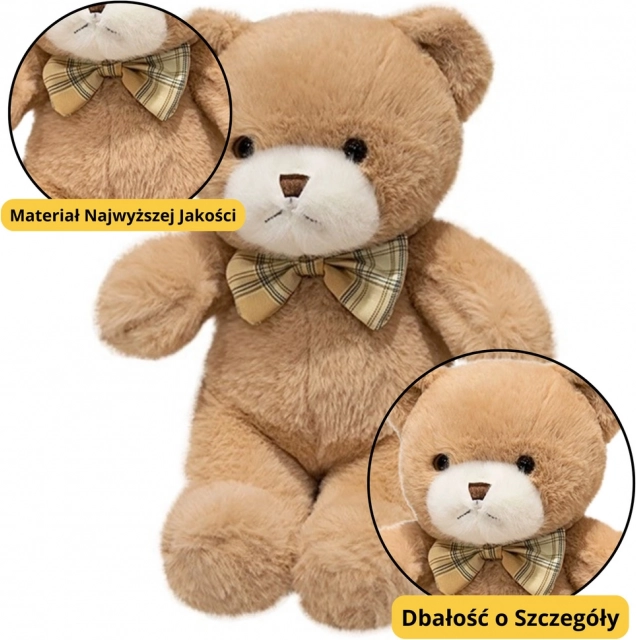 Pluszowy miś beżowy z muszką 25 cm