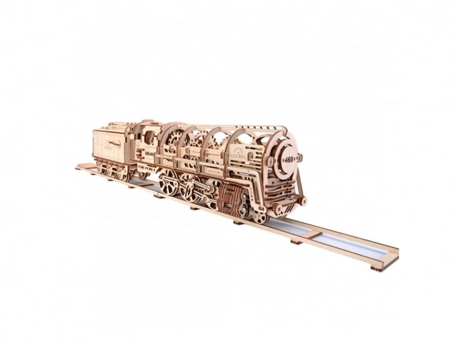 Mechaniczne drewniane puzzle UGEARS - Lokomotywa parowa z tendrem