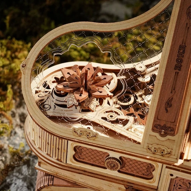 RoboTime 3D Drewniane mechaniczne puzzle Magiczne piano (napęd elektryczny)
