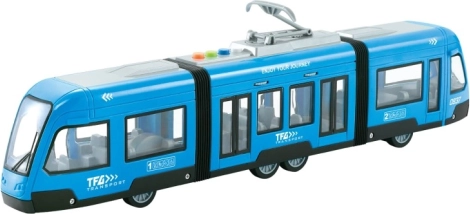 Tramwaj na napęd bezwładnościowy 1:16 niebieska