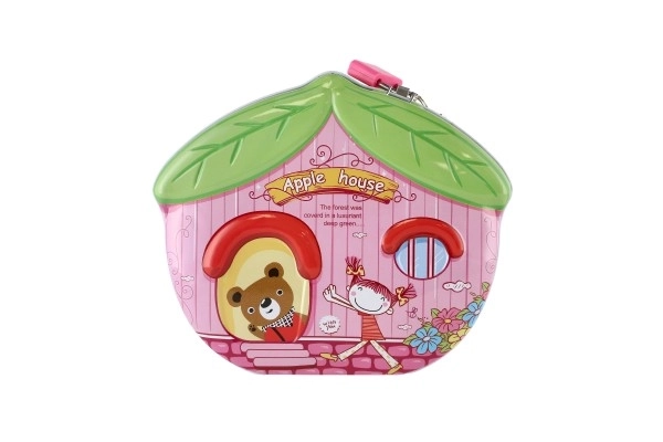 Skarbonka domek blaszana z zamkiem 16x8cm - 1szt
