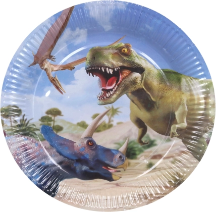 Papierowe talerzyki imprezowe DINO 23 cm, 6 szt.