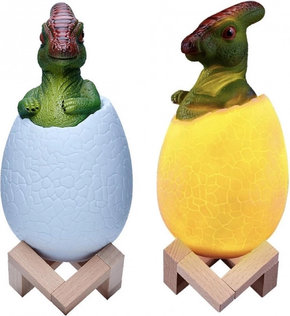 Nocna lampka LED dinozaur w dinozaurzym jaju RGB dla dzieci