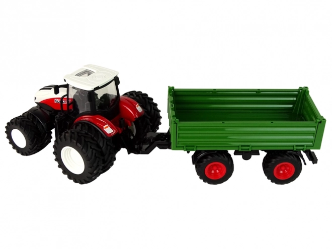 Zdalnie sterowany traktor z przyczepą 1:24 czerwono-zielony