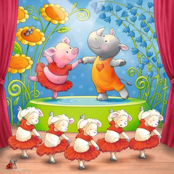 Ravensburger puzzle zwierzątka na scenie 3x49 elementów
