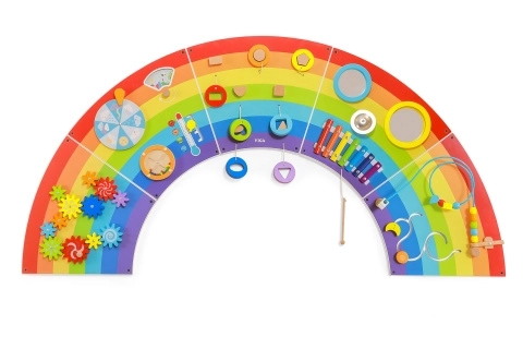 Drewniany panel ścienny montessori - tęcza
