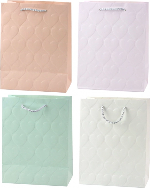 Elegancka torebka prezentowa z tłoczonymi sercami 23 x 18 x 10,5 cm
