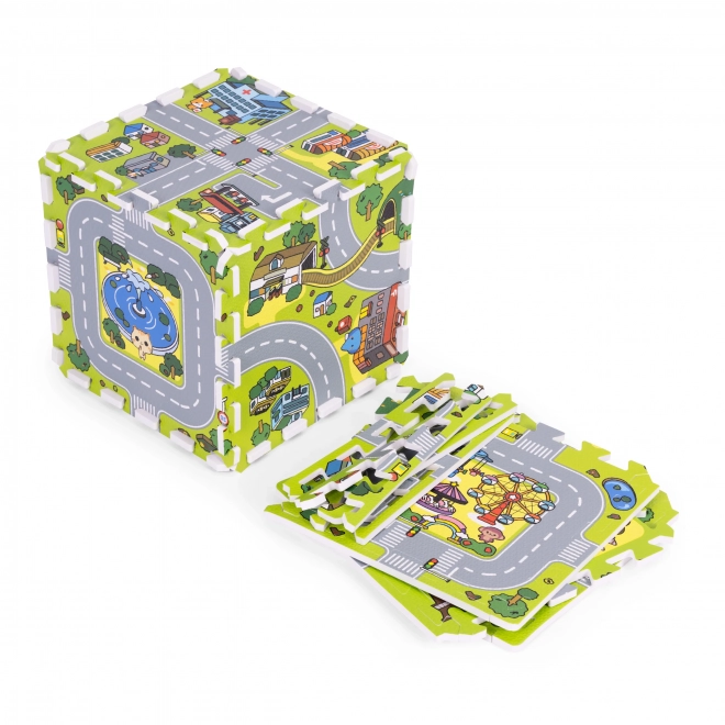 Duża piankowa mata EVA dla dzieci Miasto 90,5x90,5 cm 21 szt. ECOTOYS