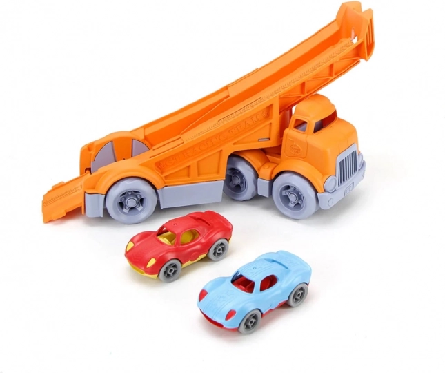 Green Toys ciężarówka z naczepą z 2 samochodami wyścigowymi