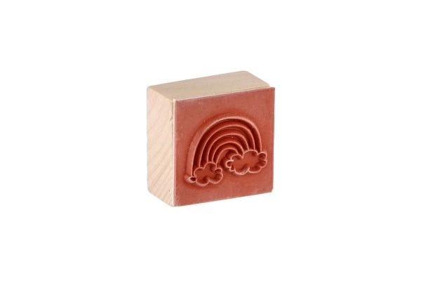 Drewniane pieczątki 5+1 z poduszką jednorożce 3x3cm na karcie