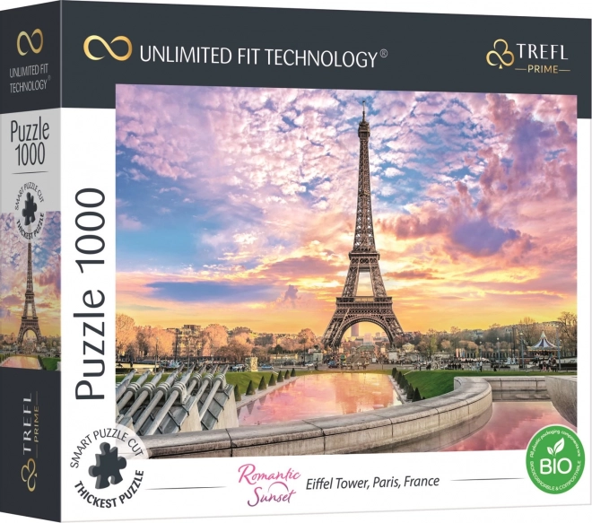 Puzzle TREFL UFT Romantyczny zachód słońca – Wieża Eiffla 1000 elementów