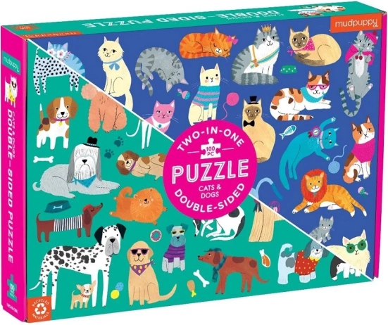 Dwustronne puzzle psy i koty 100 elementów MUDPUPPY