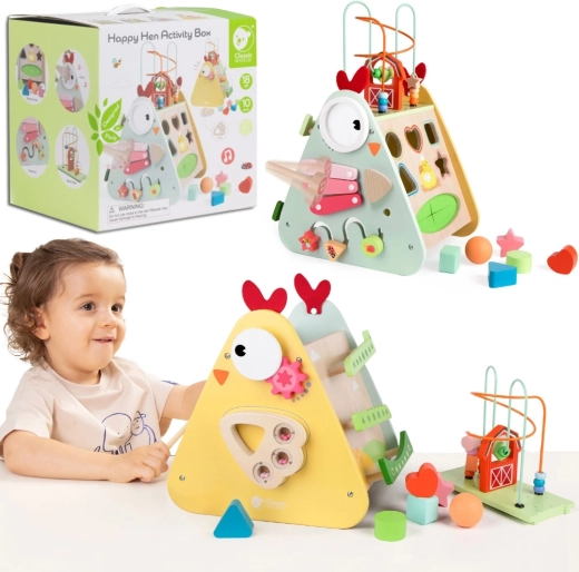 Drewniana kostka montessori 10w1 CLASSIC WORLD szczęśliwa farma XXL
