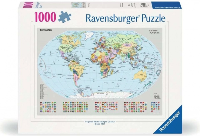 Polityczna mapa świata Ravensburger puzzle 1000 kawałków