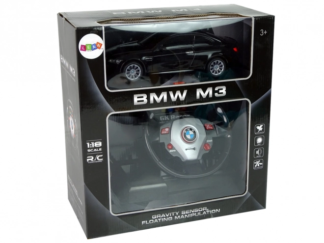BMW M3 zdalnie sterowane auto czarne 2.4G zdalne sterowanie kierownicy 1:18 dźwięki światła