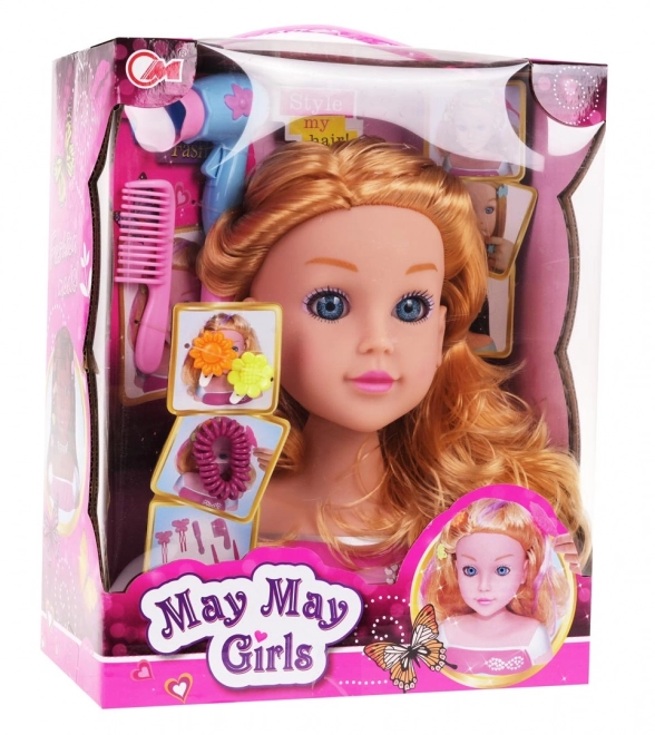 Głowa do stylizacji blond + akcesoria