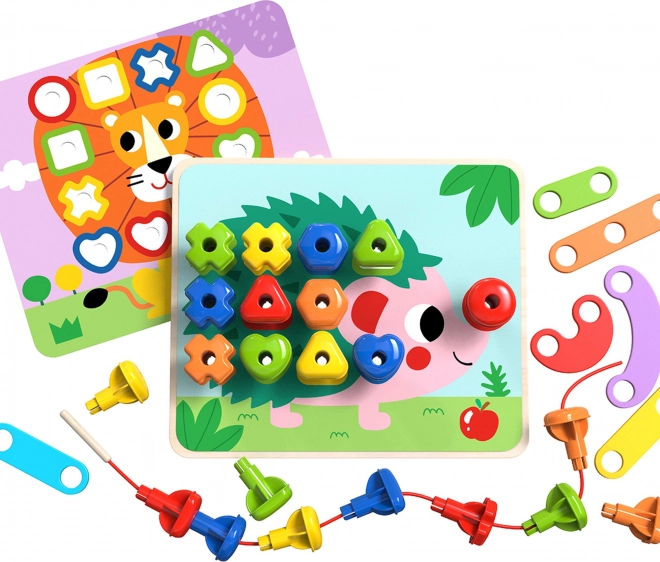 Tooky Toy wielofunkcyjna tablica z kolorowymi śrubkami do nauki kształtów