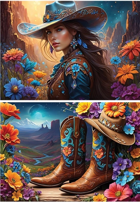 Puzzle Farmerka i Buty 2x500 elementów