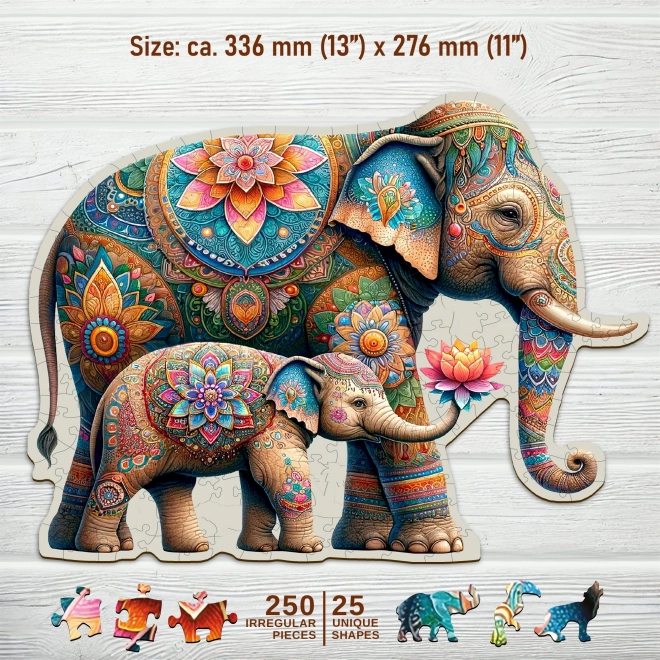 Drewniane puzzle Modne słonie 250 elementów
