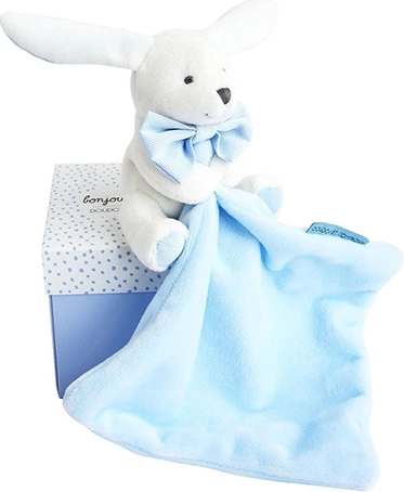 Zestaw prezentowy Doudou niebieski – króliczek z przytulanką 10 cm