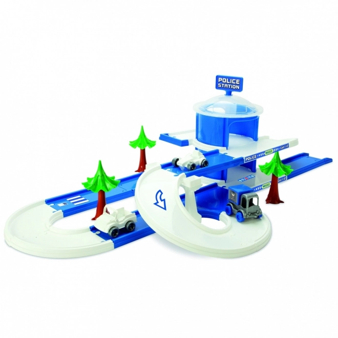Garaż+tor Kid Cars 3D Policja plastik 3,8m w pudełku 59x40x15cm 12m+ Wader