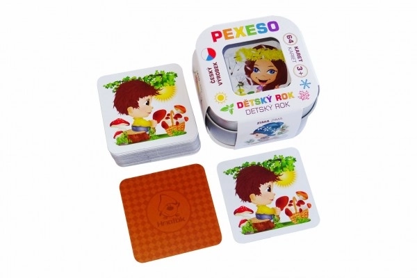 Pexeso Dziecięcy rok - wodoodporne, 64 karty w metalowym pudełku 6x6x4cm
